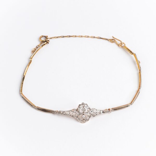 Pulsera brazalete oro 18 kt platino 950 y brillantes