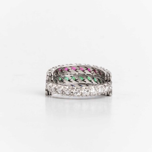 Anillo Sin Fin Platino Brillantes Esmeraldas Zafiros Rubíes - Image 4