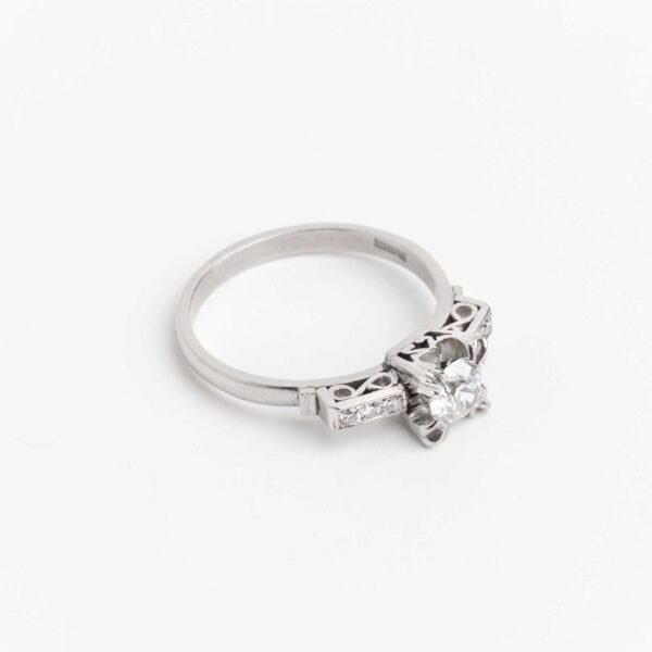 Anillo Solitario Compromiso Platino y Brillantes Frances - Image 3