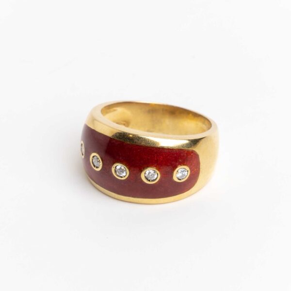 Anillo de Oro 18 Kilates Brillantes y Esmalte - Image 3