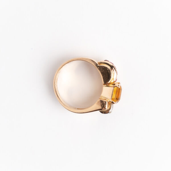 Anillo chevallier oro 18 kt y citrino rubies y brillantes - Image 2