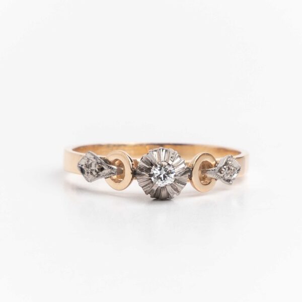 Anillo Solitario Compromiso Oro 18kt. Platino y Brillantes