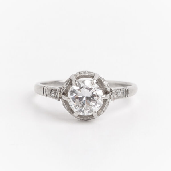 Anillo Solitario Compromiso Plat 950 Brillante 0.90ct Certif