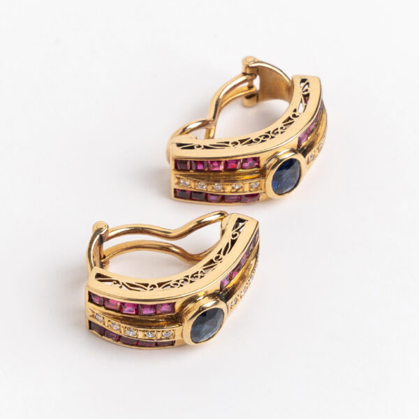 Aros de oro, rubíes, zafiros y brillantes - Image 3