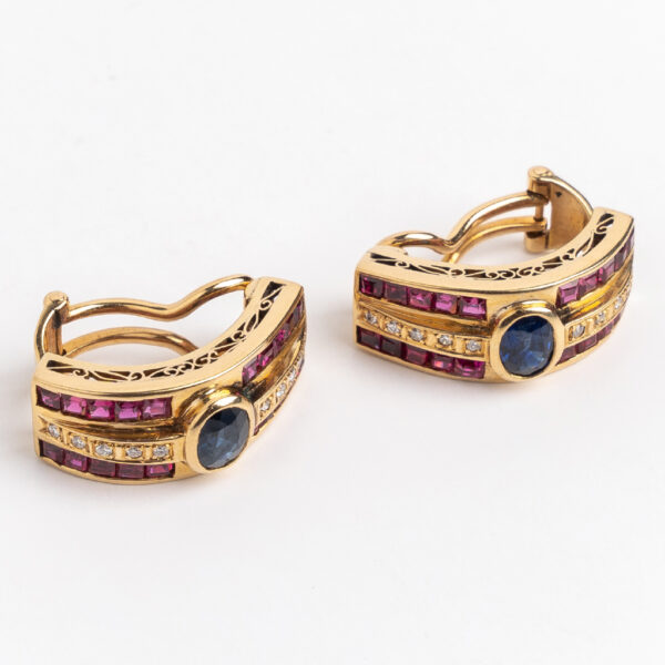 Aros de oro, rubíes, zafiros y brillantes - Image 2