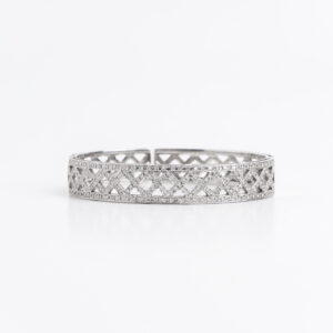 Pulsera Europea de Oro 18 Kt Blanco y Brillantes