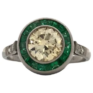 Importante Anillo Ojo De Perdiz Platino 950 Esmeraldas Natur