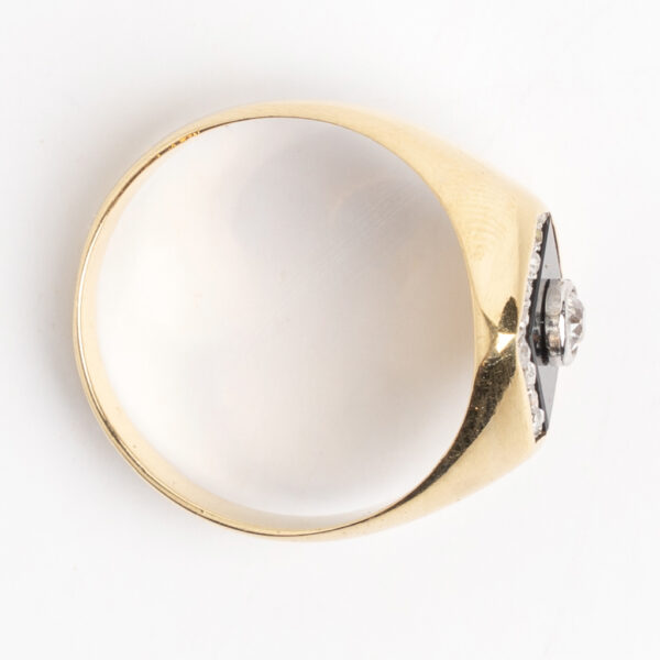Anillo Unisex De Oro 18 Kt Onix Y Brillantes - Image 2