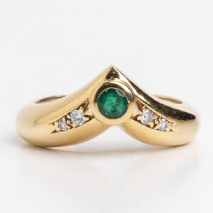 Anillo Oro 18 Kt Esmeralda Natural Y Brillantes