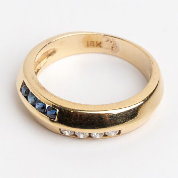Anillo Oro 18 Kt Zafiros Azules Y Blancos - Image 3