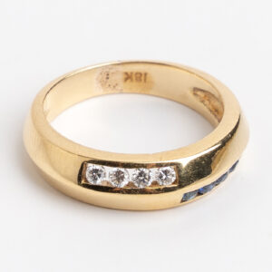 Anillo Oro 18 Kt Zafiros Azules Y Blancos