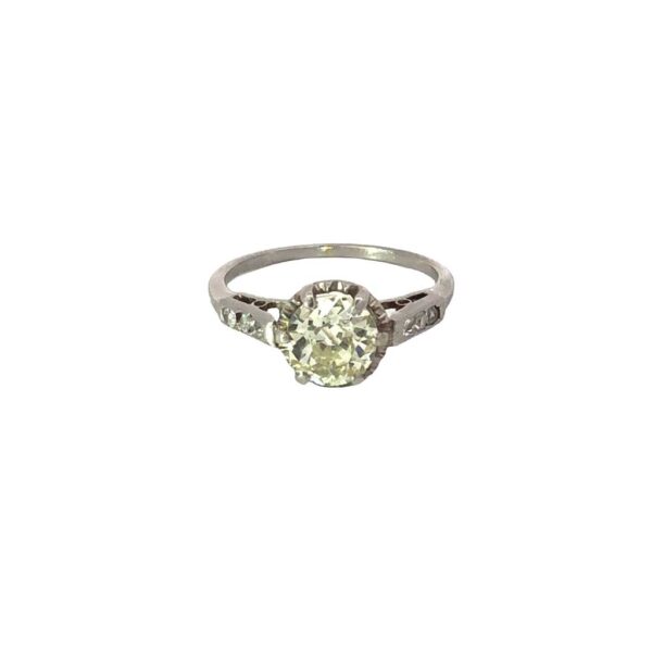 Anillo Solitario Compromiso Art Deco Platino 950 Y Brillante