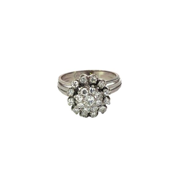 Anillo Roseta Platino 950 Y Brillantes