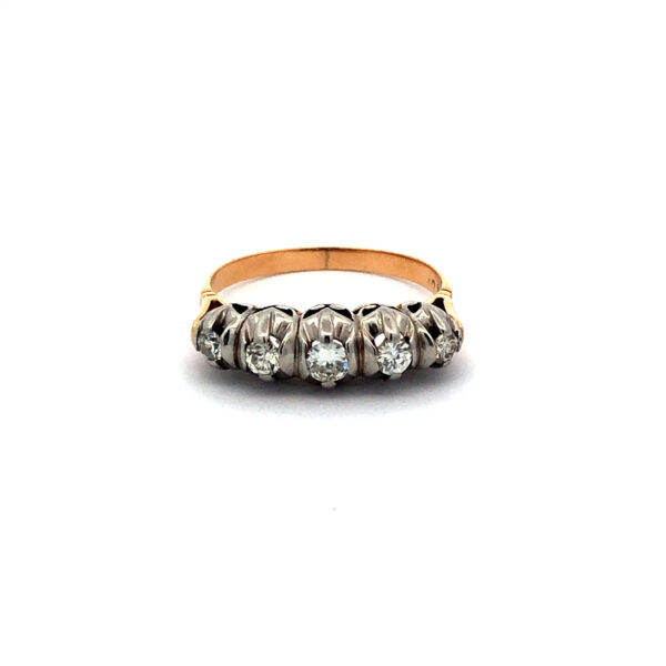 Anillo Cintillo Oro 18 Kt Platino 950 Y Brillantes