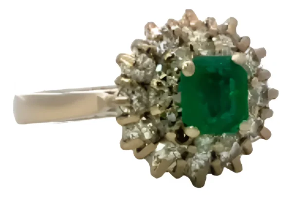 Anillo Roseta Oro 18 Kt Esmeralda Natural Brillantes - Image 2