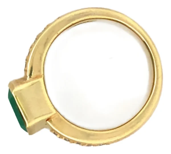 Anillo De Oro 18 Kt Esmeralda Natural Y Brillantes - Image 3