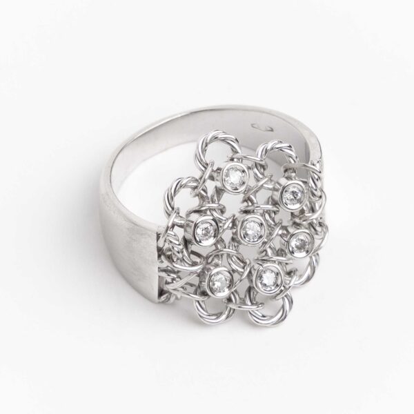 Anillo Oro Blanco 18 Kt Y Brillantes - Image 3