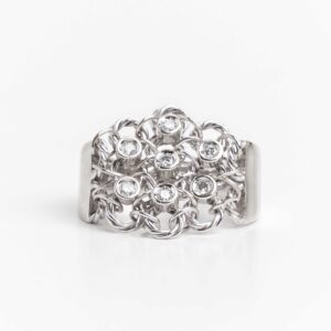 Anillo Oro Blanco 18 Kt Y Brillantes