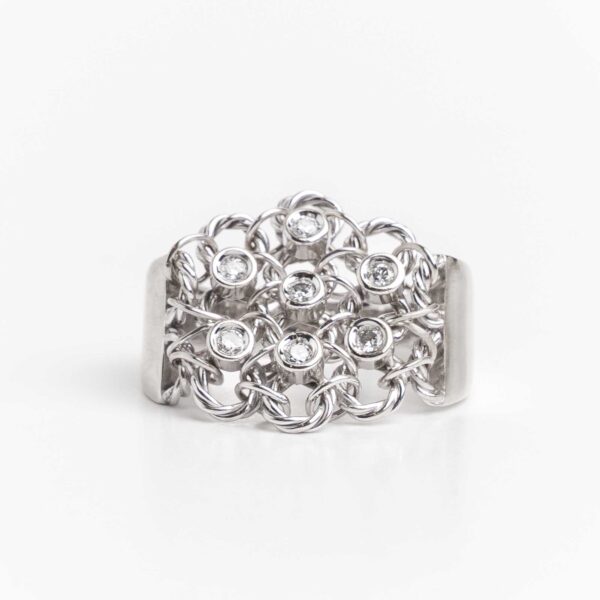 Anillo Oro Blanco 18 Kt Y Brillantes