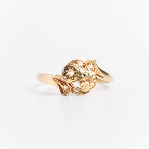 Antiguo Anillo Oro 18 Kt Y Brillantes