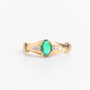 Anillo Oro 18 Kt Esmeralda Natural Y Brillantes