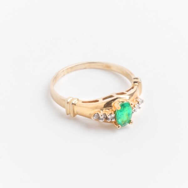 Anillo Oro 18 Kt Esmeralda Natural Y Brillantes - Image 2