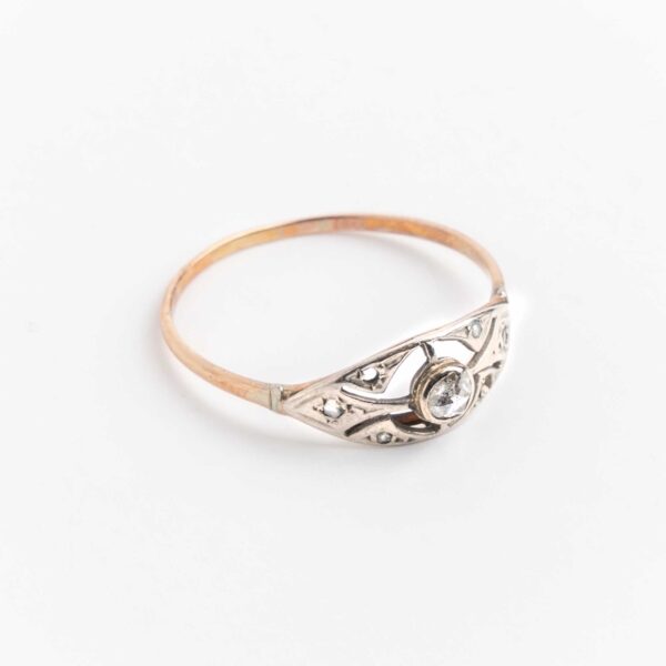 Anillo Antiguo Art Decó Francés Oro 18 Kt-platino 950 - Image 3
