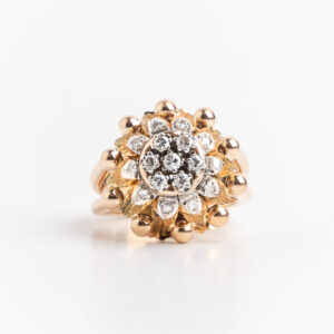 Bellísimo Anillo Roseta Oro 18 Kt Y Brillantes Alvear