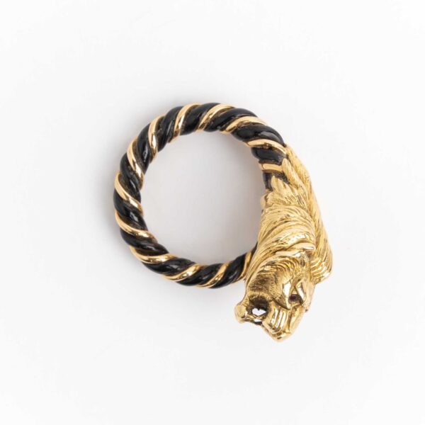 Anillo Francés Oro 18 Kt Pelo De Elefante Y Rubíes - Image 3