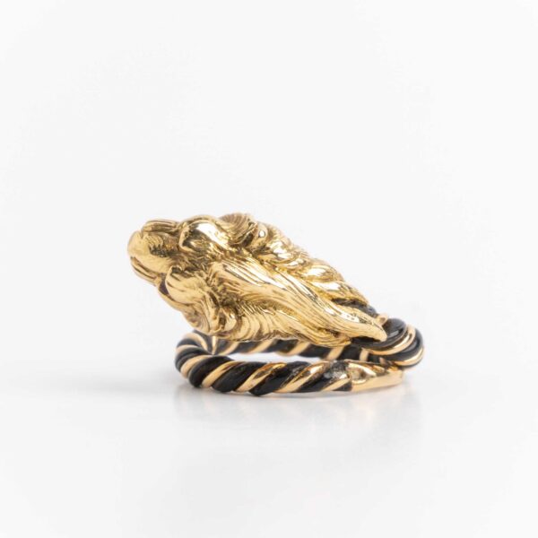 Anillo Francés Oro 18 Kt Pelo De Elefante Y Rubíes - Image 4