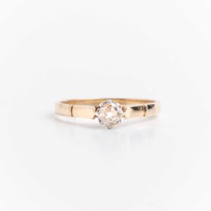 Antiguo Anillo Solitario Oro 18 Kt Y Brillante