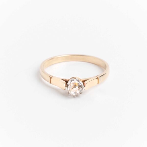 Antiguo Anillo Solitario Oro 18 Kt Y Brillante - Image 4