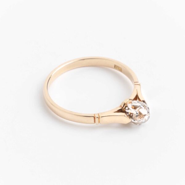Antiguo Anillo Solitario Oro 18 Kt Y Brillante - Image 3