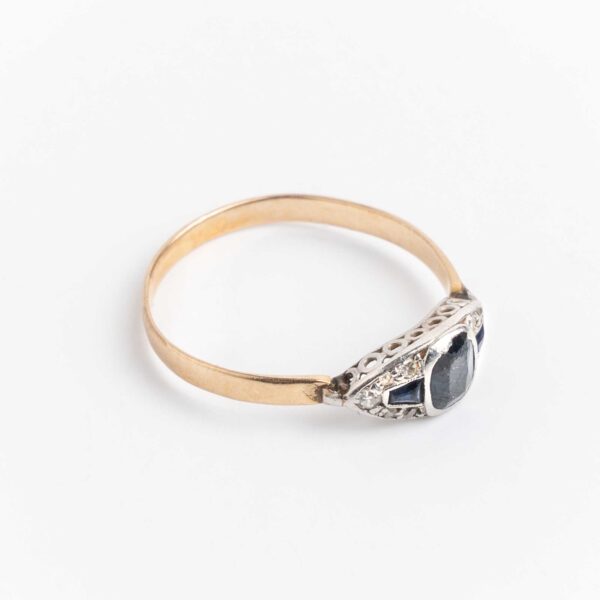 Anillo Art Deco Oro 18 Kt De Platino 950. Zafiros Naturales - Image 3