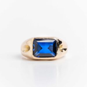 Anillo Unisex Oro 18 Kt Y Zafiro