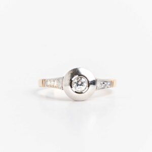 Anillo Art Deco Solitario Oro 18 Kt Brillante Alvear