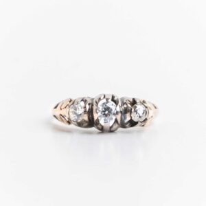 Anillo Tresillo Oro 18 Kt Platino Y Brillantes