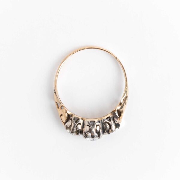 Anillo Tresillo Oro 18 Kt Platino Y Brillantes - Image 2