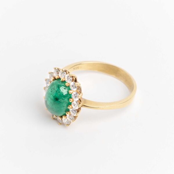 Anillo Roseta Oro 18 Kt Esmeralda Natural Y Brillantes - Image 2