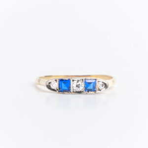 Anillo Art Deco Oro 18 Kt De Platino 950. Zafiros Naturales