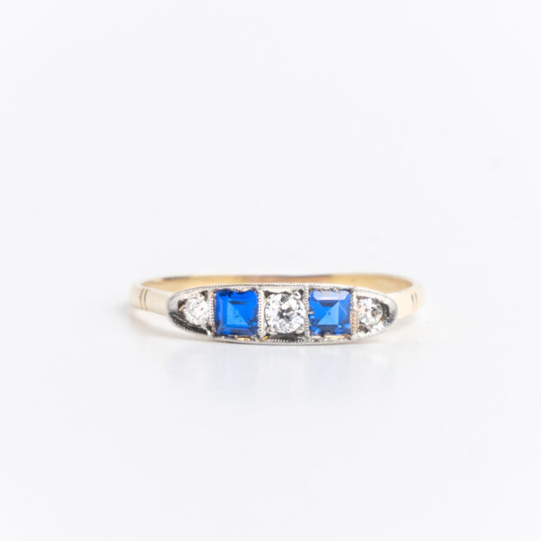 Anillo Art Deco Oro 18 Kt De Platino 950. Zafiros Naturales