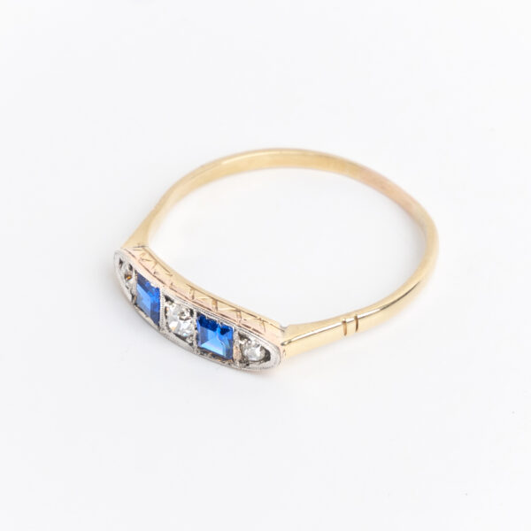 Anillo Art Deco Oro 18 Kt De Platino 950. Zafiros Naturales - Image 2