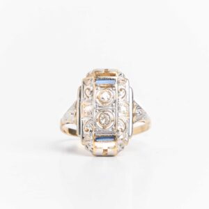 Anillo Antiguo Art Decó Francés Oro 18 Kt-platino 950 Alvear