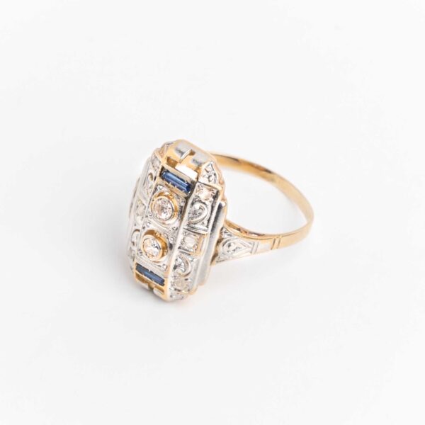 Anillo Antiguo Art Decó Francés Oro 18 Kt-platino 950 Alvear - Image 3