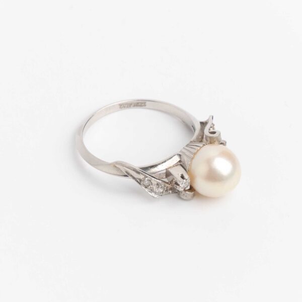 Anillo Platino 950 Perla Natural De Cultivo Y Brillantes - Image 2