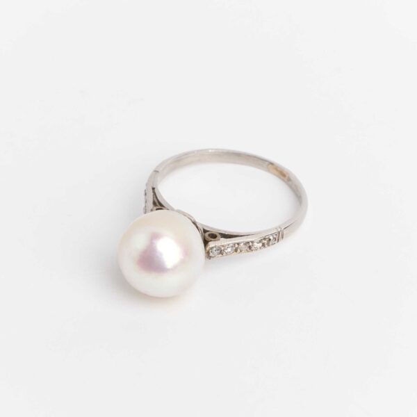 Anillo Platino 950 Perla Natural De Cultivo Y Brillantes - Image 2