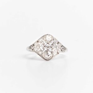 Anillo Antiguo Frances Platino 950 Y Brillantes