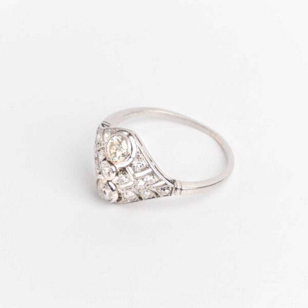 Anillo Antiguo Frances Platino 950 Y Brillantes - Image 2