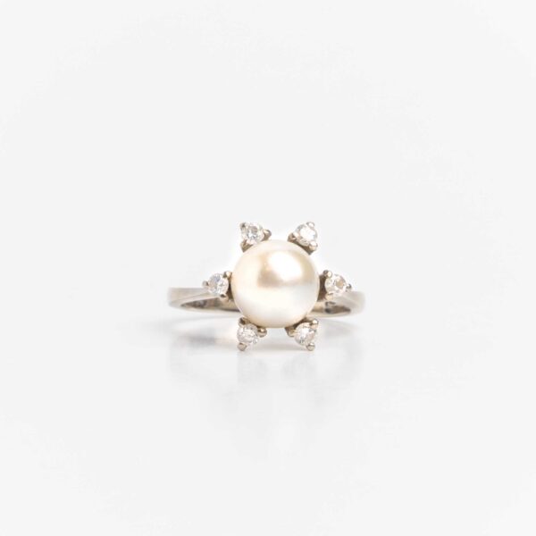 Anillo Roseta Oro 18 Kt Perla Natural De Cultivo Alvear