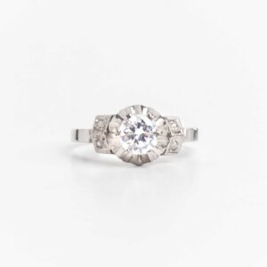 Anillo Solitario Compromiso Art Deco Platino 950 y Brillante
